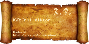 Kárpi Viktor névjegykártya